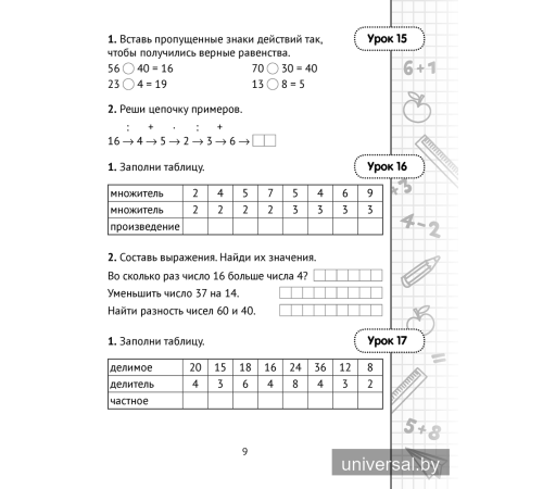 Математика. 3 класс. Минутка устного счёта