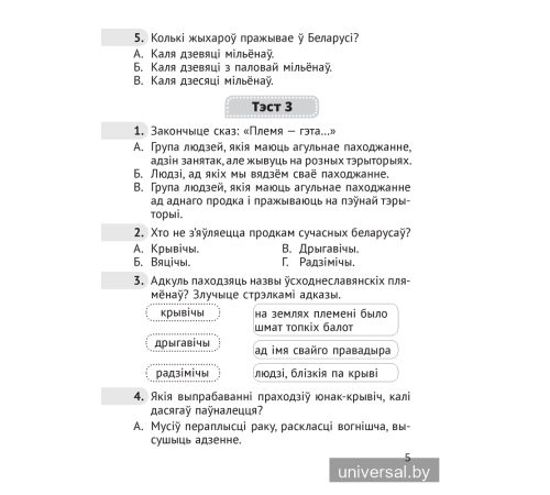 Чалавек і свет. Мая Радзіма — Беларусь. 4 клас. Тэсты